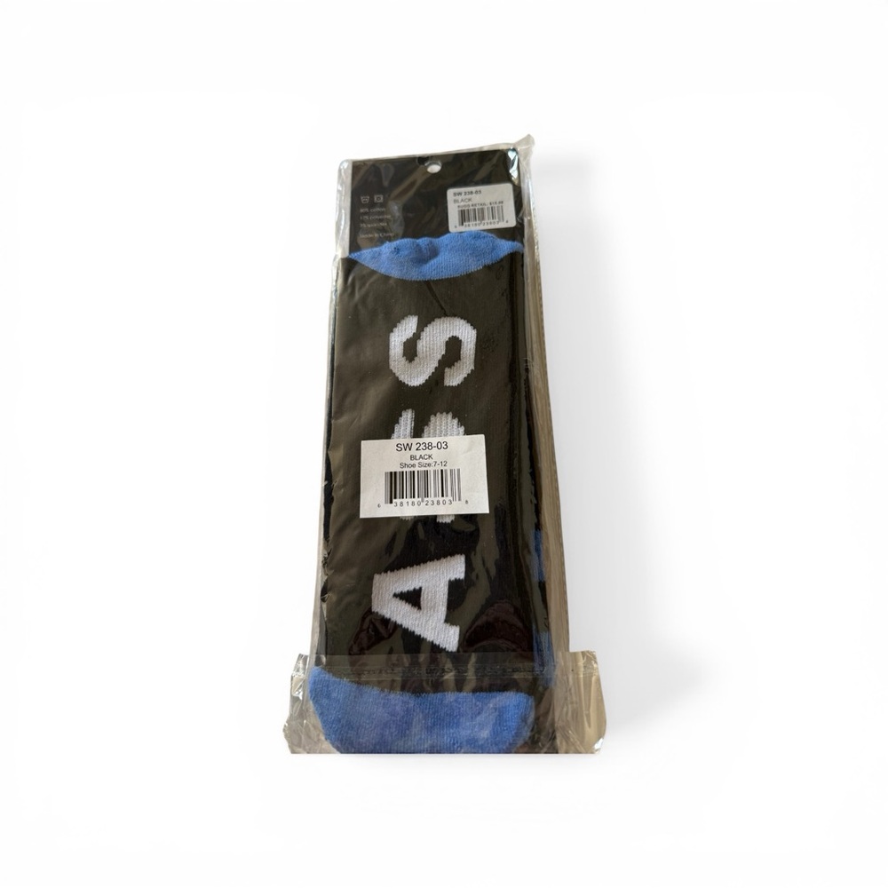Arthur George Black Crew Socks with Blue Accents and 'BAD' Lettering - Picture 3 of 3